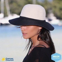 Capeline Riviera Bicolore Ivoire & Noir Fibres Nat - Rigon Headwear